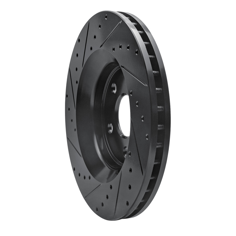 Dodge Durango Brake Rotor (1) - Front Right - R1 Concepts - Drilled & Slotted - Black - `11-`25